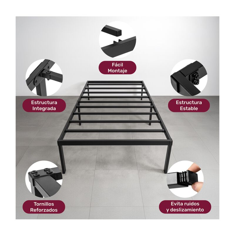 Base Cama Individual Box Plegable Metal Acero S... image number null
