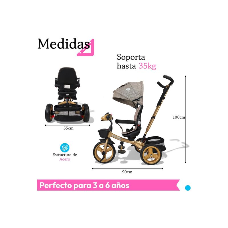 Triciclo Evolutivo 7 En 1 Acero Con Asiento Gir... image number null