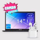 Combo Laptop Asus Notebook 14" Celeron 128Gb 4Gb Ram Negro E410K + Audifonos Bluetooth