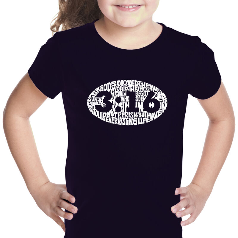 Camiseta Word Art Para Ni&ntilde;a - Juan 3:16 - Negro image number null