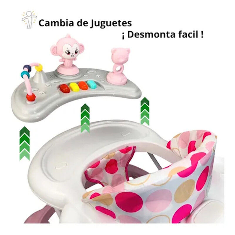 Andadera Rosa Para Beb&eacute; Changuito 4 Alturas Con... image number null