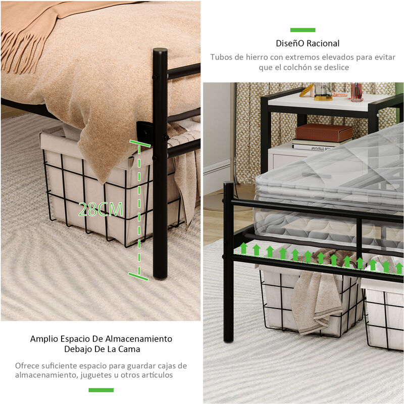 Base Cama Matrimonial Metal Color Negro image number null