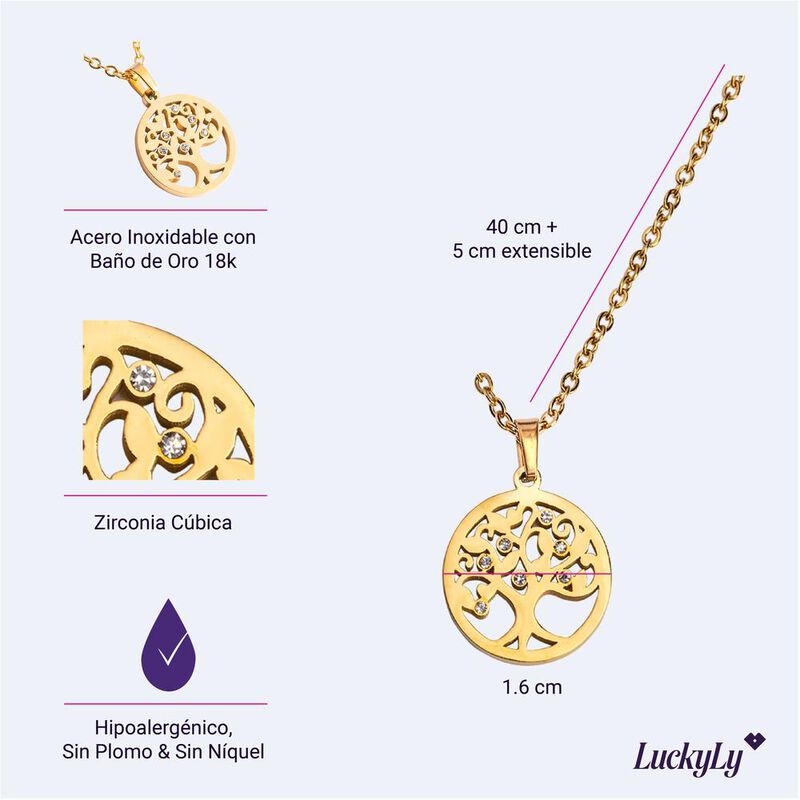 Collar Mujer &Aacute;rbol De Vida, Joyer&iacute;a Acero Inoxi... image number null