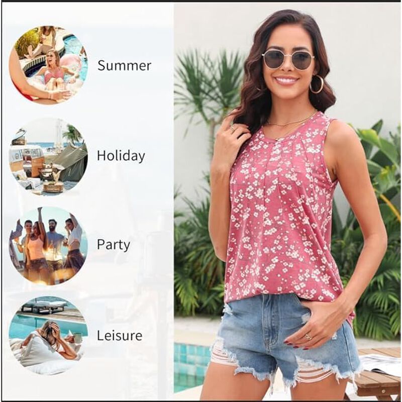 Top sin mangas Syoss M cuello redondo pliegues image number null