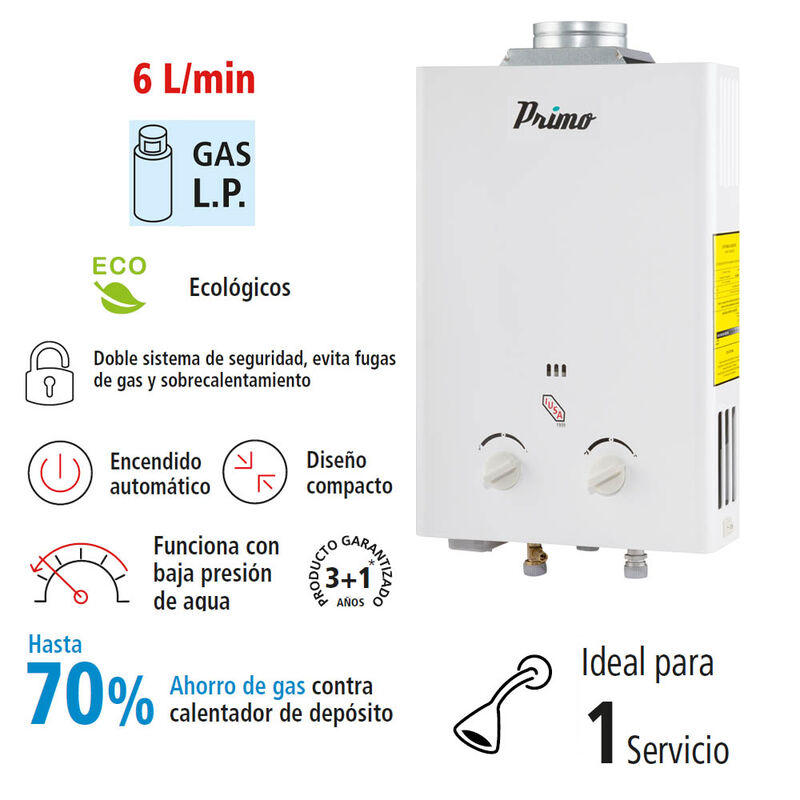 Calentador Instantáneo Primo 6 L para Gas LP image number null