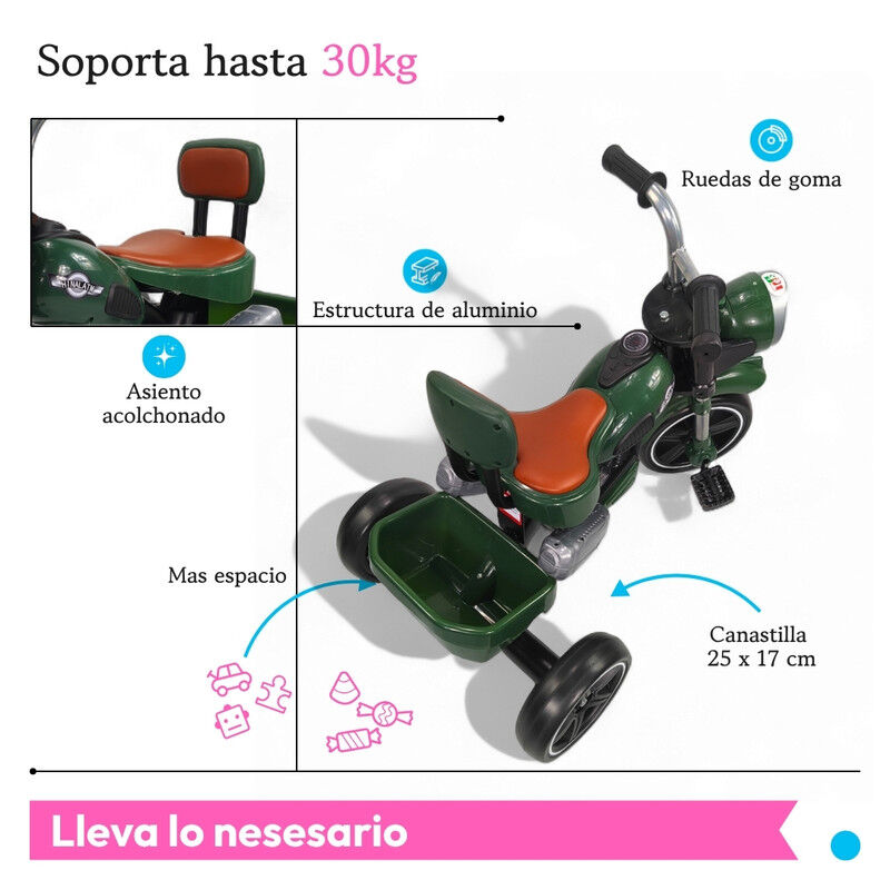 Triciclo Infantil C&oacute;modo C/ Luces y Sonido TEK-... image number null