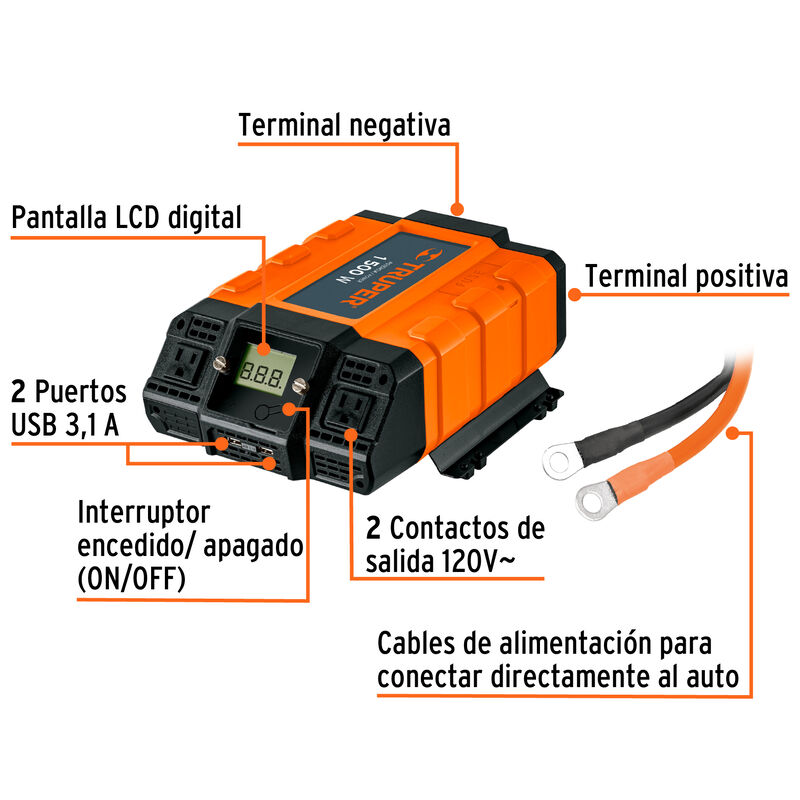 Inversor de Corriente de 1500 W Truper image number null
