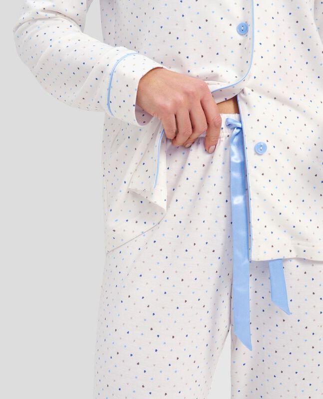 Pijama de Corazones con Botones Celeste image number null