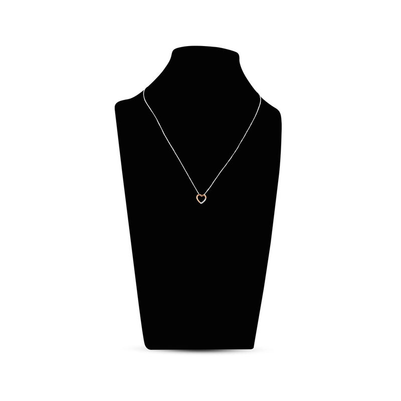 Dije Oro Rosa Con Cadena Oro Blanco 14k Con 2 P... image number null