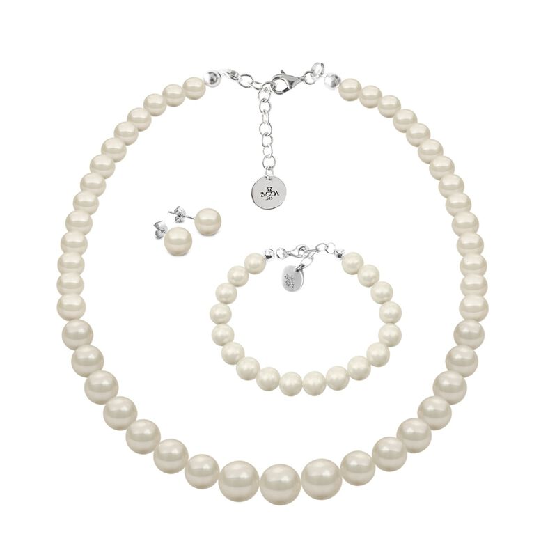 Collar aretes y pulsera Perlas de cristal creci... image number null