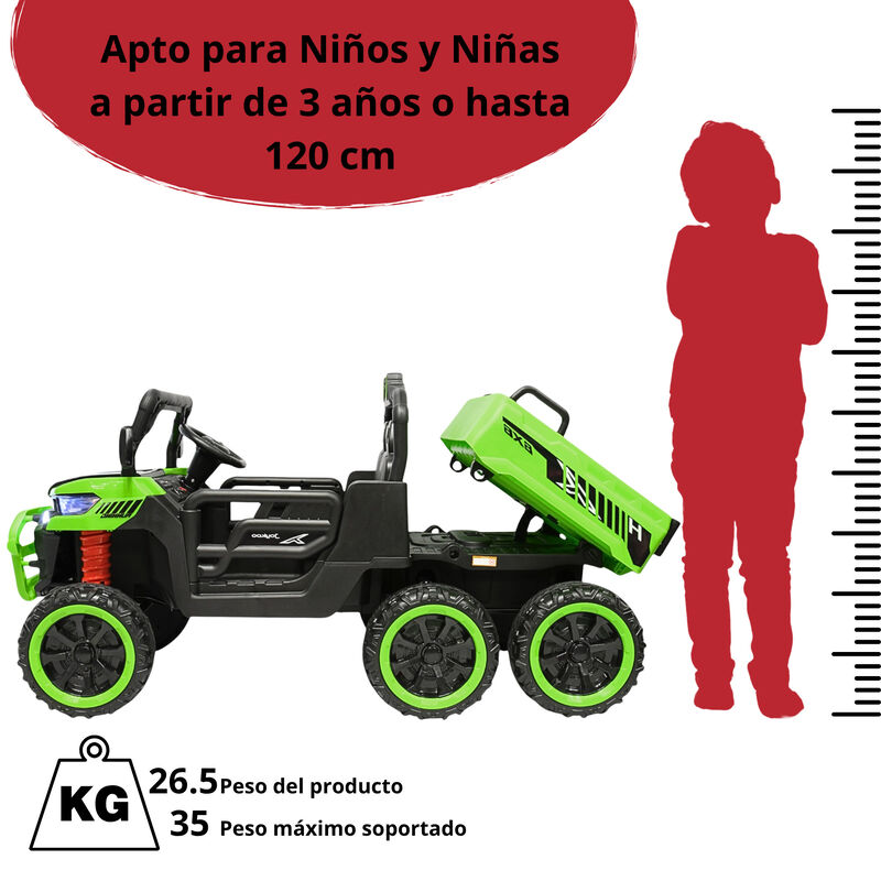 Montable El&eacute;ctrico para Ni&ntilde;os Tractor 6x6 Caja ... image number null
