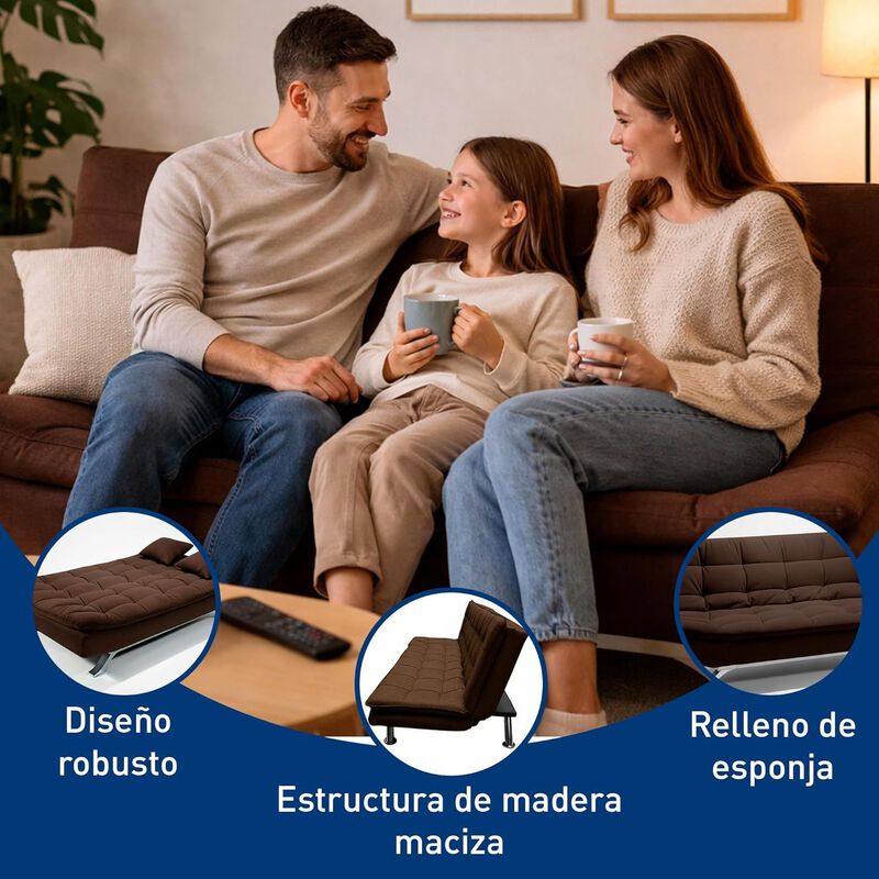 Sof&aacute; Cama 2 En 1 Con Estructura De Madera, Incl... image number null