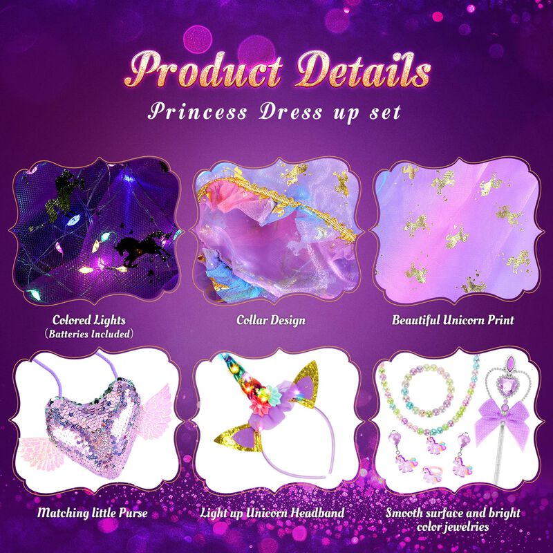 Set De Princesa Unicornio Iluminado Fedio image number null