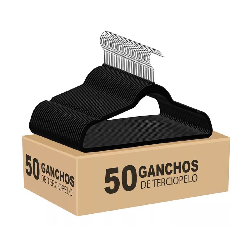Set 50 Ganchos Terciopelo Para Ropa Antidesliza... image number null