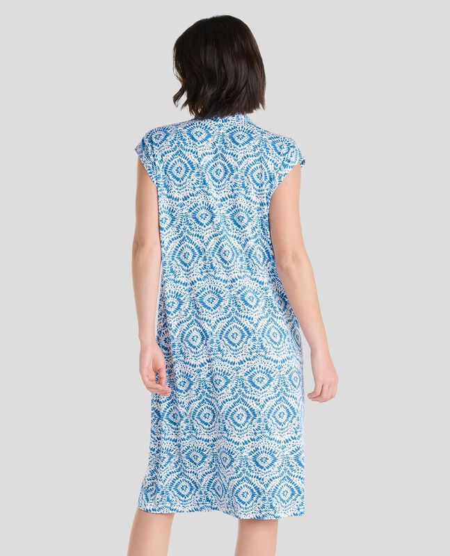 Vestido Largo Estampado Abierto Azul image number null