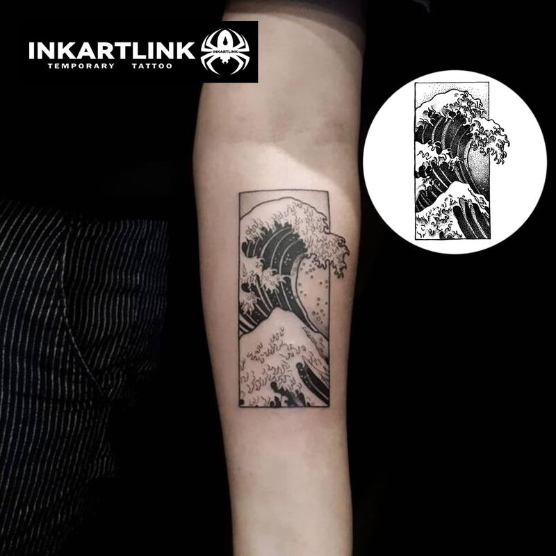 Tatuajes Temporales Inkartlink Ola Del Mar Impe... image number null