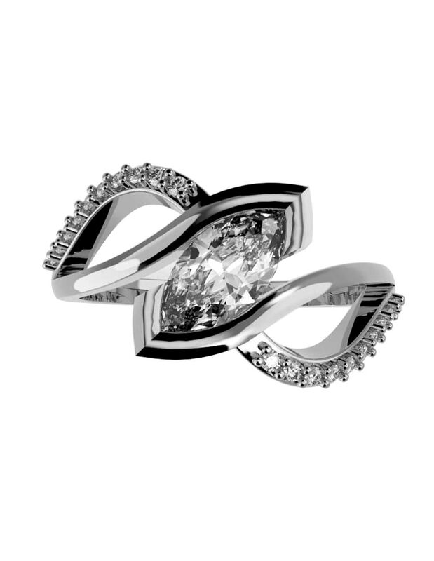 Anillo de Compromiso en Oro Blanco 10K con Circ... image number null