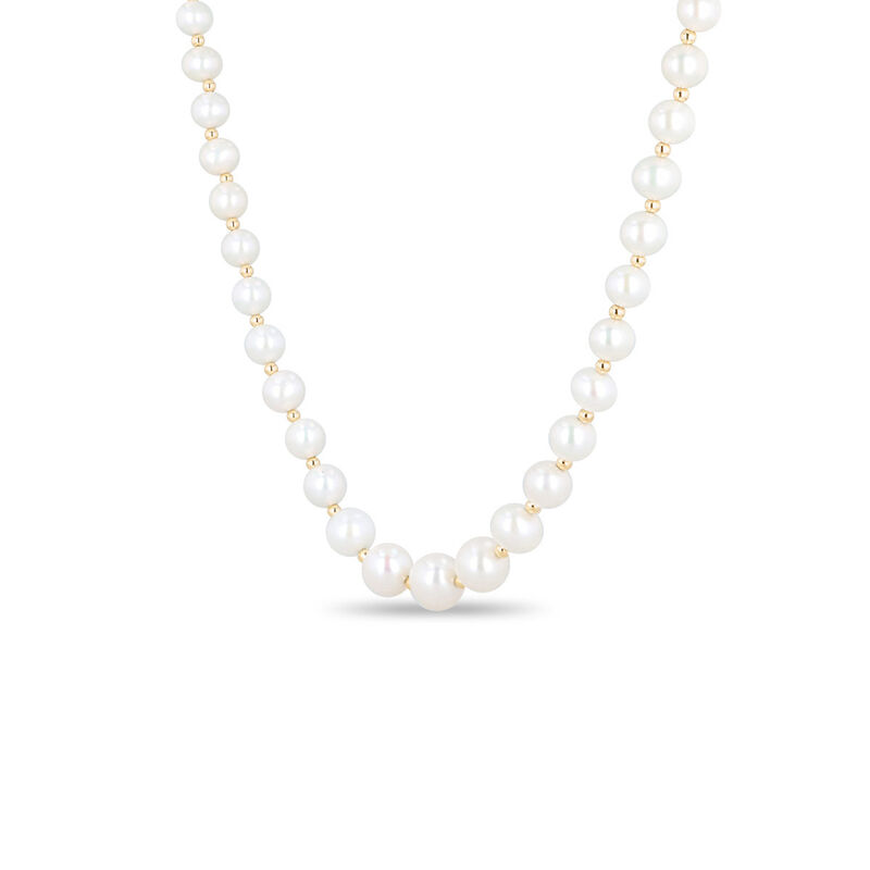 Collar De Oro Amarillo 14k Con Perlas (46cm) image number null