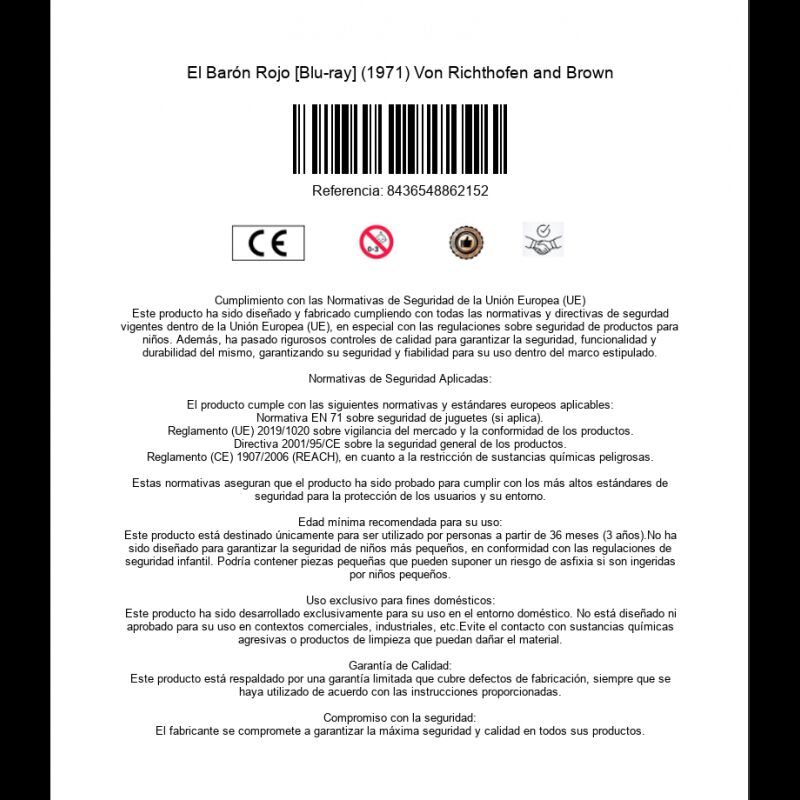 El Bar&oacute;n Rojo [blu-ray] (1971) Von Richthofen A... image number null