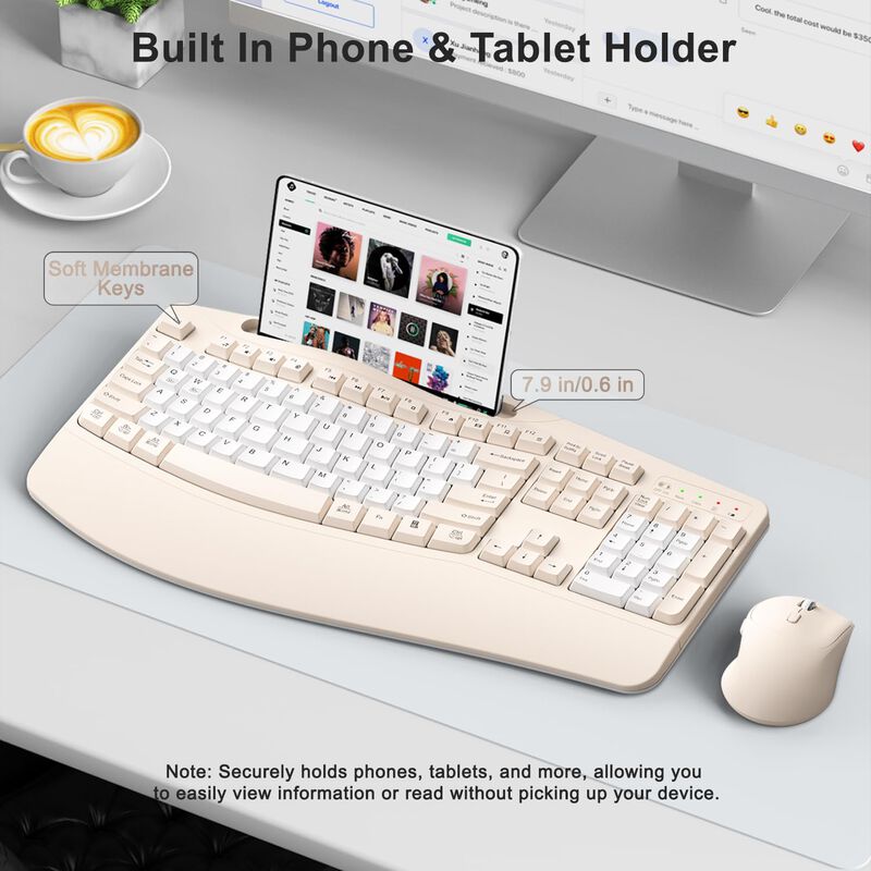 Combo De Teclado Y Rat&oacute;n Inal&aacute;mbrico Ergon&oacute;mico... image number null