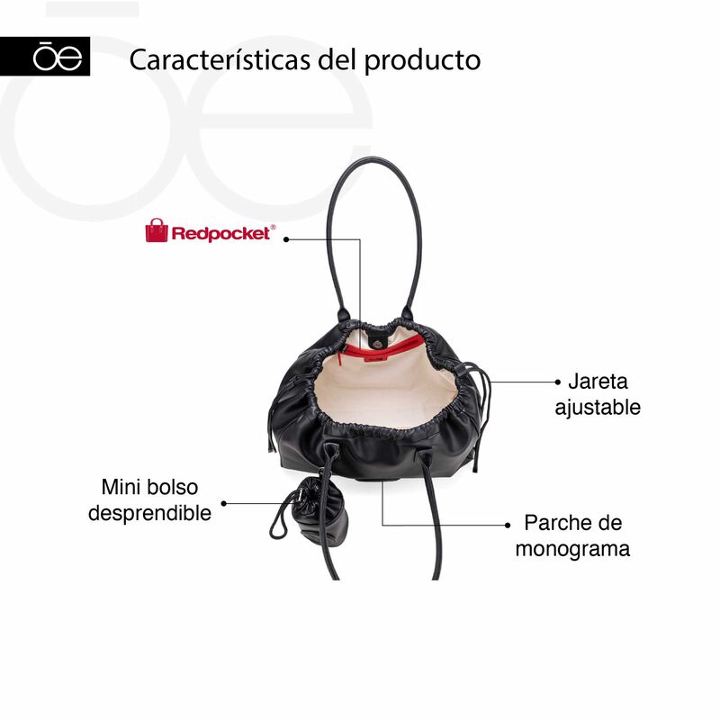 Bolsa Tote Maxi Con Mini Bolsa Color Negro image number null