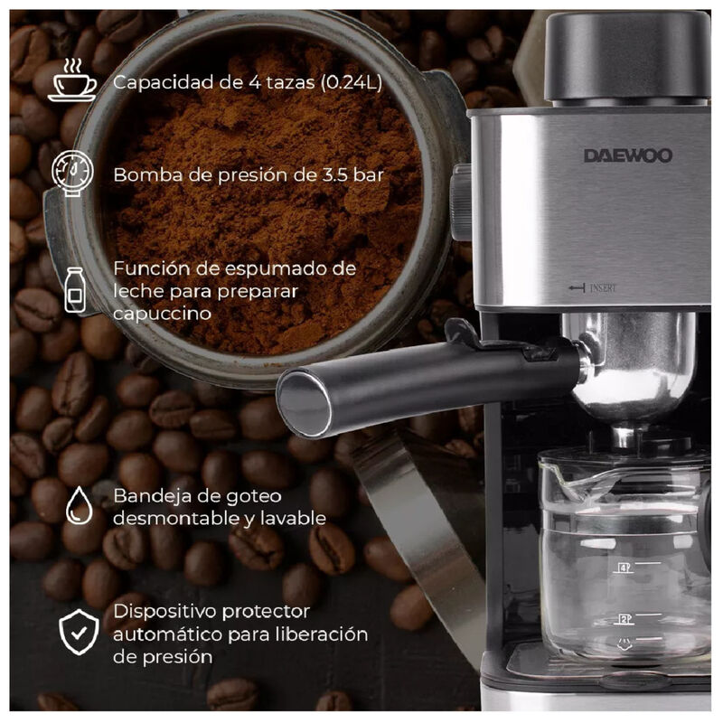 Cafetera Espresso O Capuchino Daewoo 4 Tzas 3.5... image number null