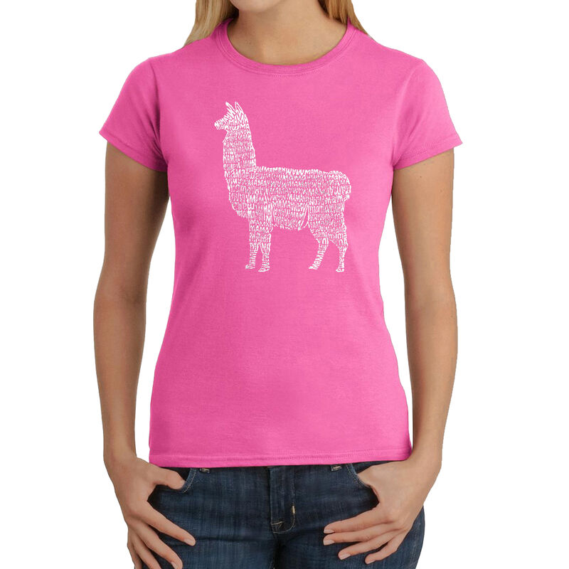 Camiseta Word Art Para Mujer - Mam&aacute; Llama- Rosa image number null