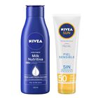 Crema Nivea Milk 100ml + Protector Solar 50 Fps Kit Piel Sensible 50ml