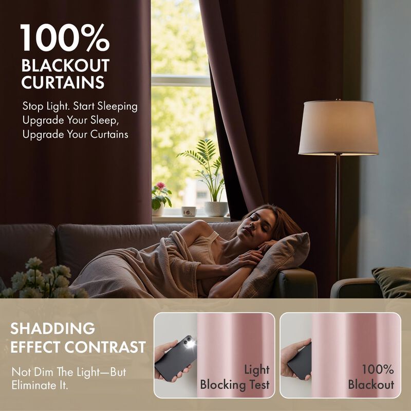 Cortinas Miulee Rosa Claro 100% Opacas 102x160 ... image number null