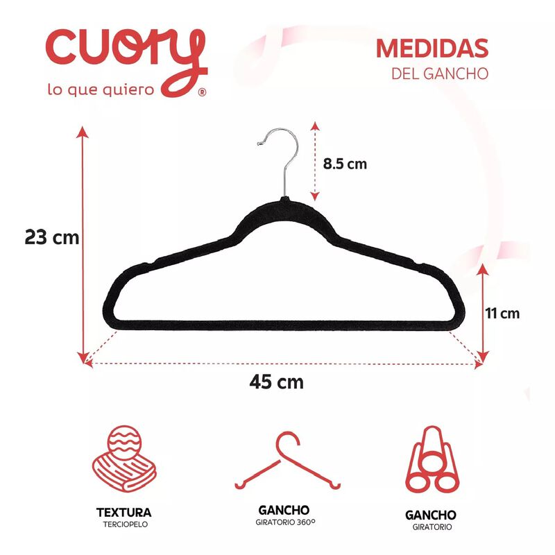 Set 50 Ganchos Terciopelo Para Ropa Antidesliza... image number null