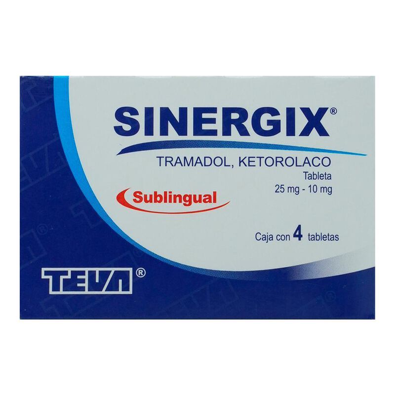 Sinergix 25mg/10mg 4 tabletas 25mg/10mg caja co... image number null