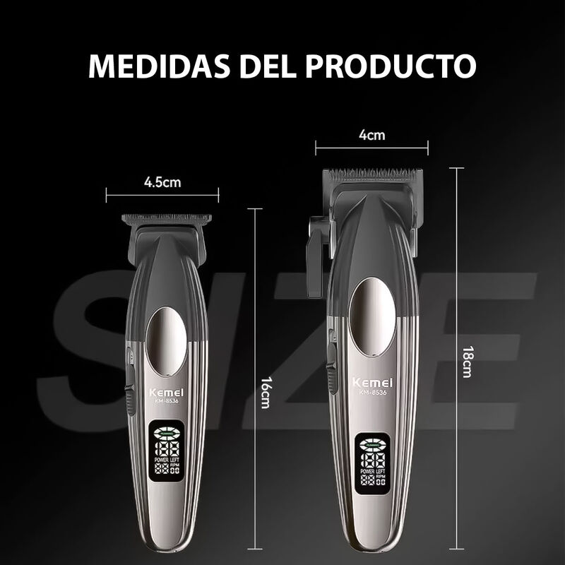 Kit Cortapelos Inal&aacute;mbrico Kemei KM-8536 Clippe... image number null