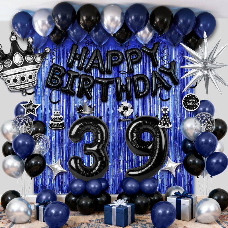 Rbyoo 39&deg; Decoraci&oacute;n De Cumplea&ntilde;os Negro/azul image number null