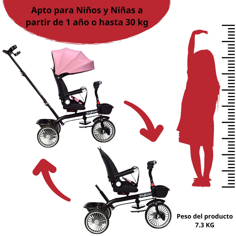 Triciclo para Niños Asiento Giratorio Reclinabl... image number null