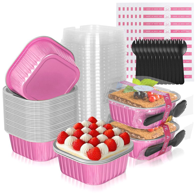 Moldes Para Pastel Heyyumi 40 Uds, 300ml Rosa, ... image number null