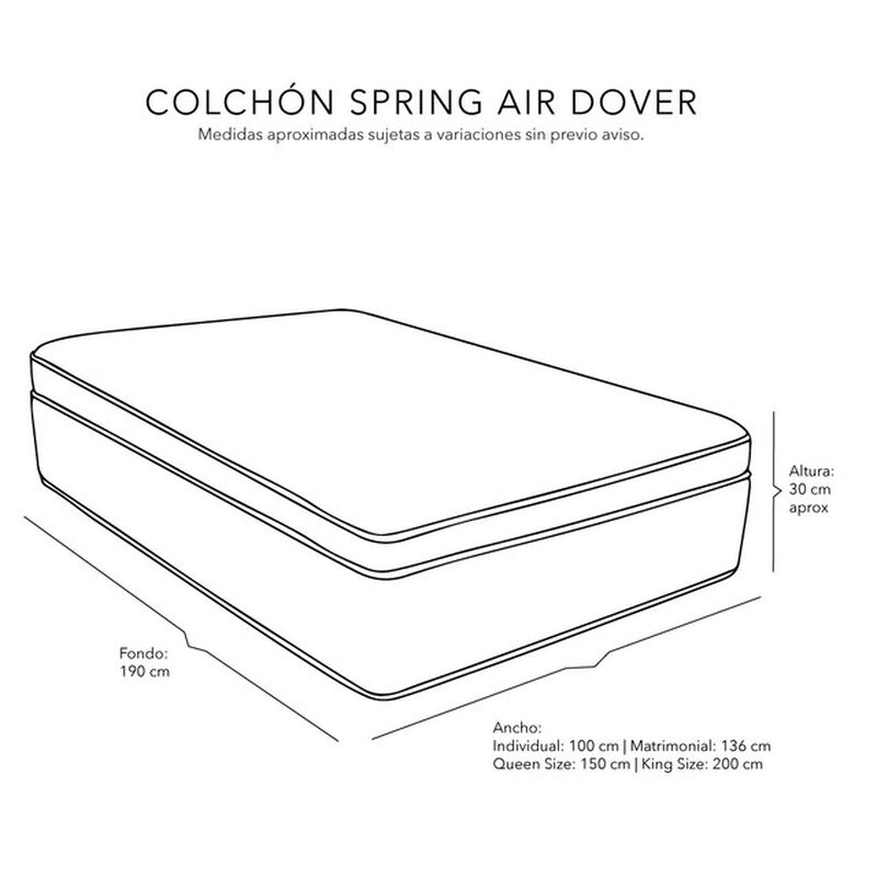 Colch&oacute;n Queen Size Dover + Almohada 2Pack + 1 j... image number null