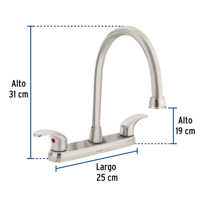 Mezcladora Satín 8' para Lavabo Cuello Largo Pa... image number null