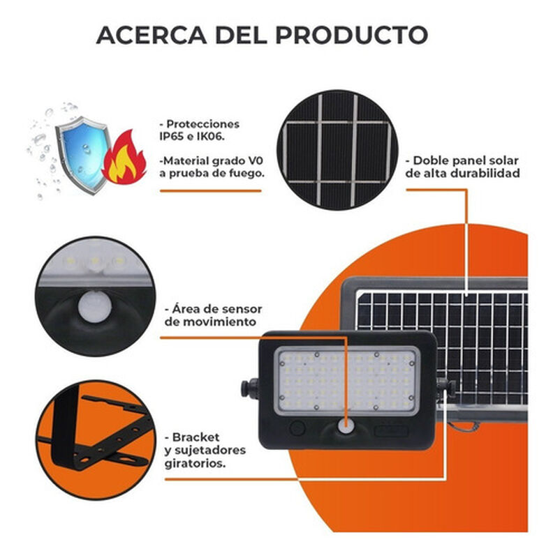 L&aacute;mpara Solar Led 10 W Luz Fr&iacute;a Power Bank Sens... image number null