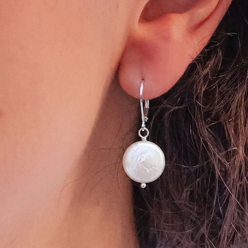 Aretes Perla Moneda Y Plata image number null