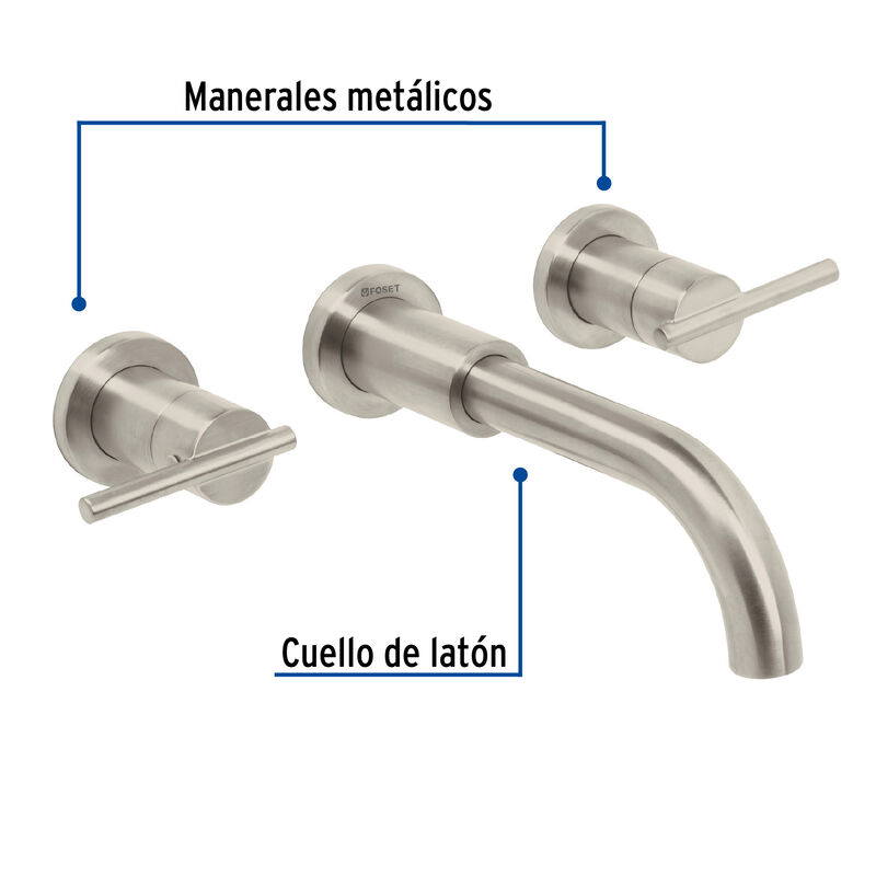 Mezcladora Satín de Pared para Lavabo Foset Ele... image number null