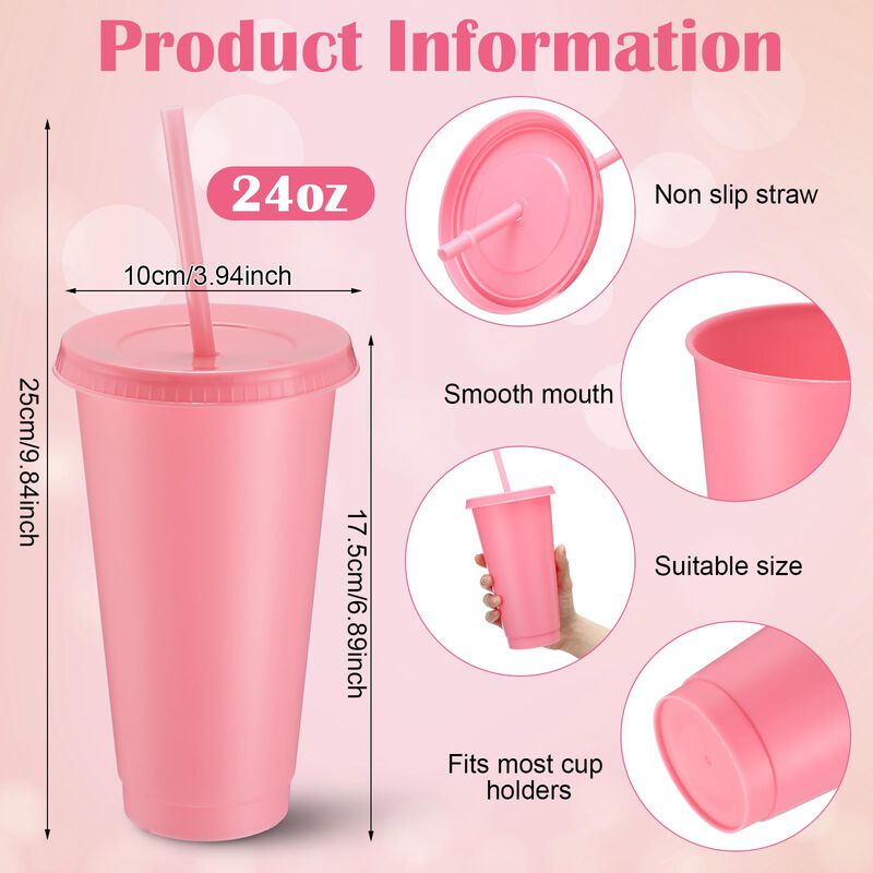 Vasos De Pl&aacute;stico Rosa Honeydak 60 piezas Con T... image number null