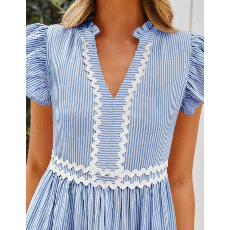 Vestido Zesica Mini Rayado Azul Casual Verano image number null