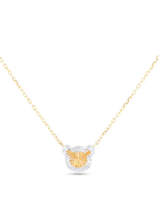Gargantilla De Osito Oro Amarillo 14k 3pts Diam... image number null