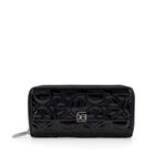 Cartera Cierre Doble Grande Look Glossy Color Negro