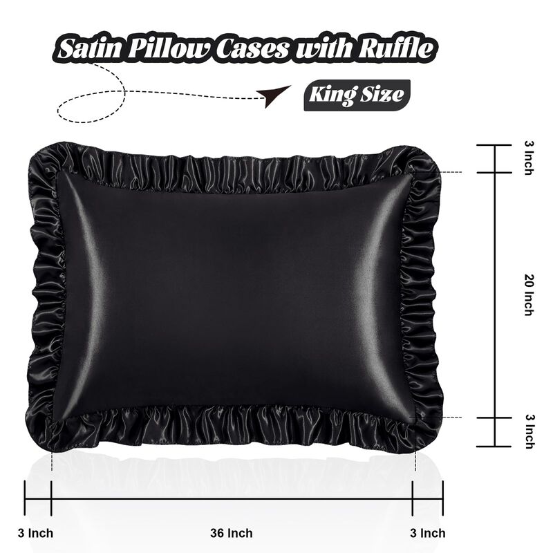 Pack De 2 Fundas De Almohada Satinadas Negras C... image number null