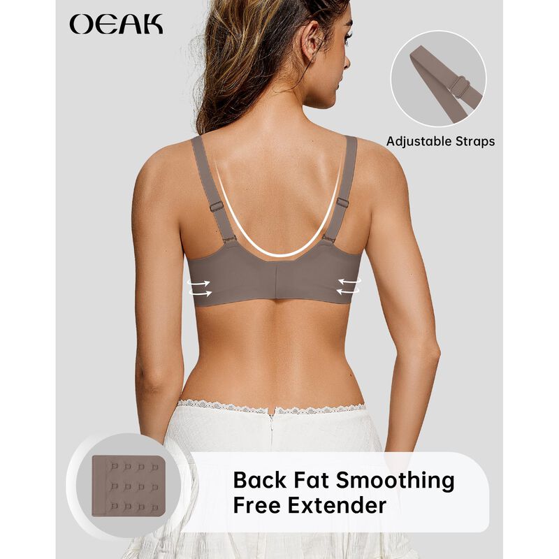 Sujetador Inal&aacute;mbrico Push-up OEAK Gris XL image number null