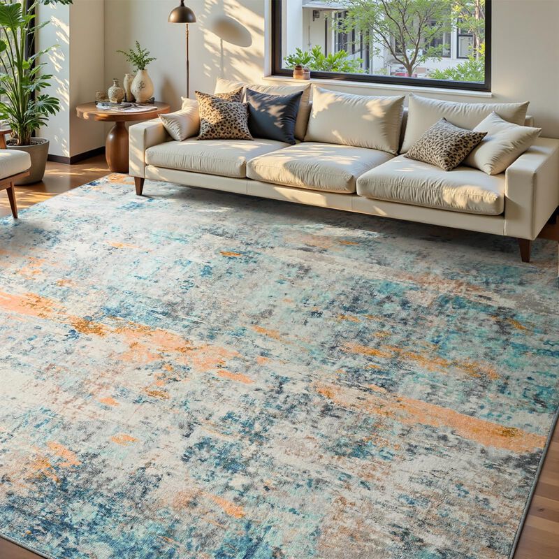 Alfombra Ompaa 183x275 cm Azul Lavable Boho Ant... image number null