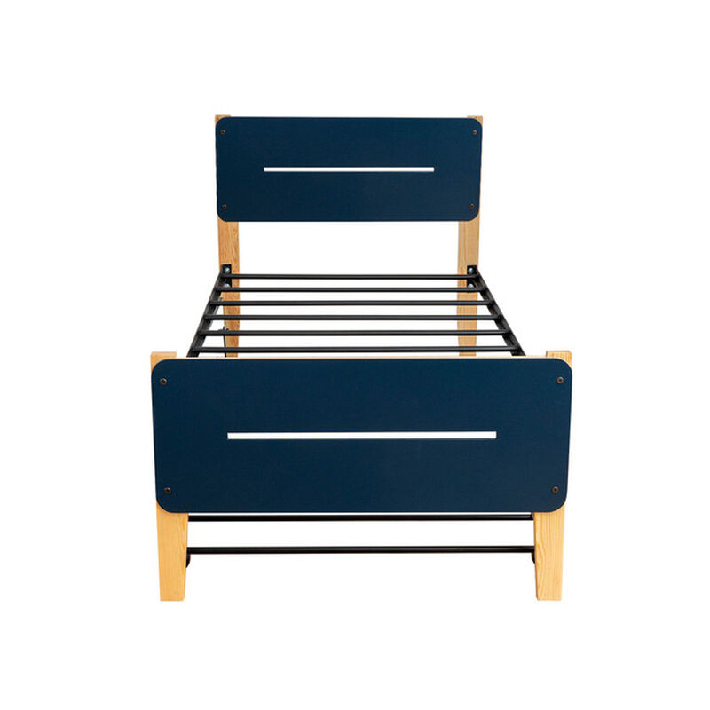 Cama Con Cama Baja Juno Azul Marino image number null