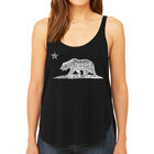 Tank Top Holgado Word Art Para Mujer - Oso de California- Negro