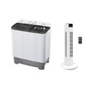 Combo Lavadora Hisense 11Kg Doble Tina + Ventilador de Torre Fussion 32" Blanco END